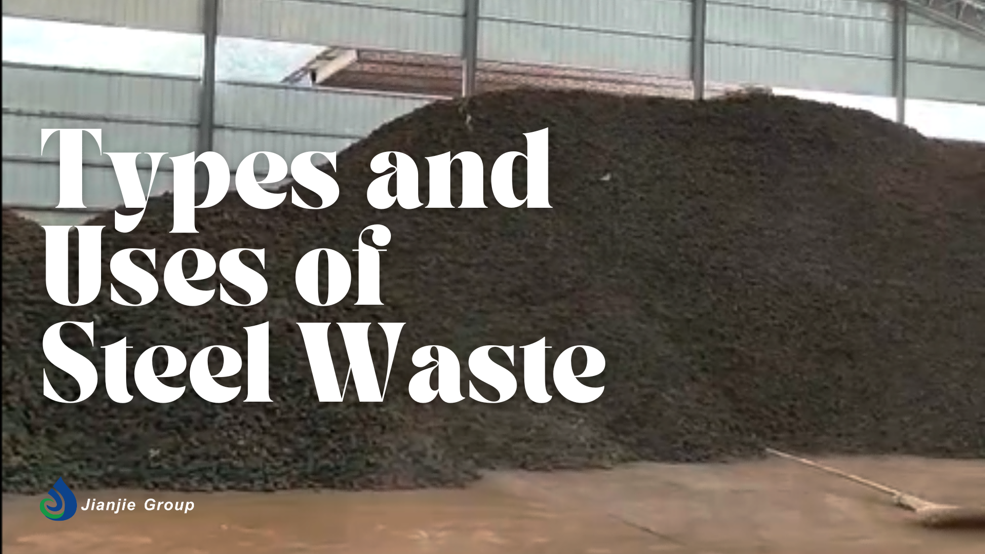 Types and Uses of Steel Waste - A large pile of steel waste in an industrial facility, presented by Jianjie Group.